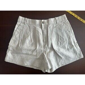 Banana Republic 💯 Linen Pleated Shorts Pockets 6 Beige